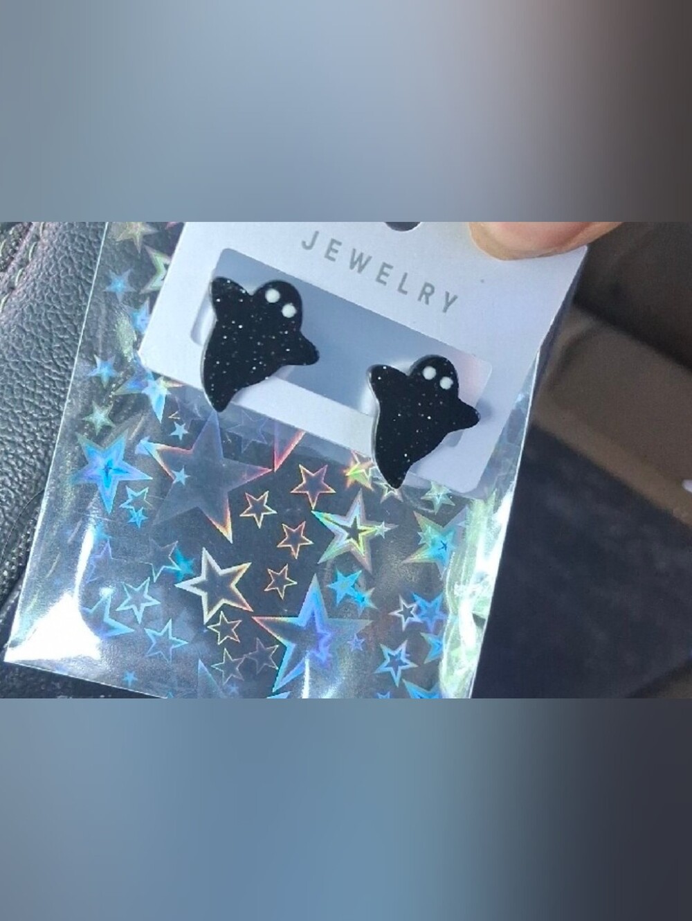 $8 Each Or Bundle 5/$20 Black Ghost Stud Earrings - Picture 5 of 7
